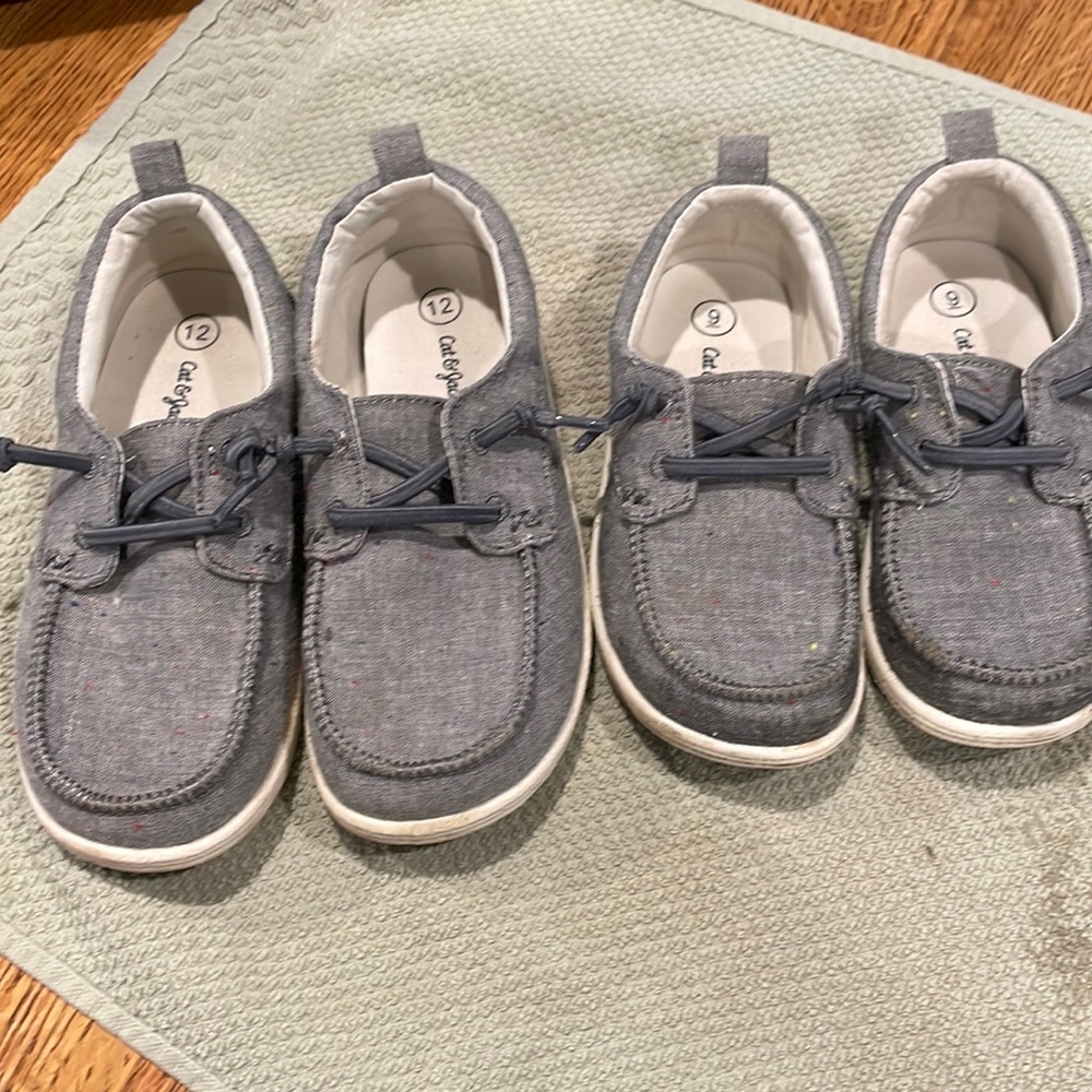 Cat and Jack gray shoes 9c and 12c worn once